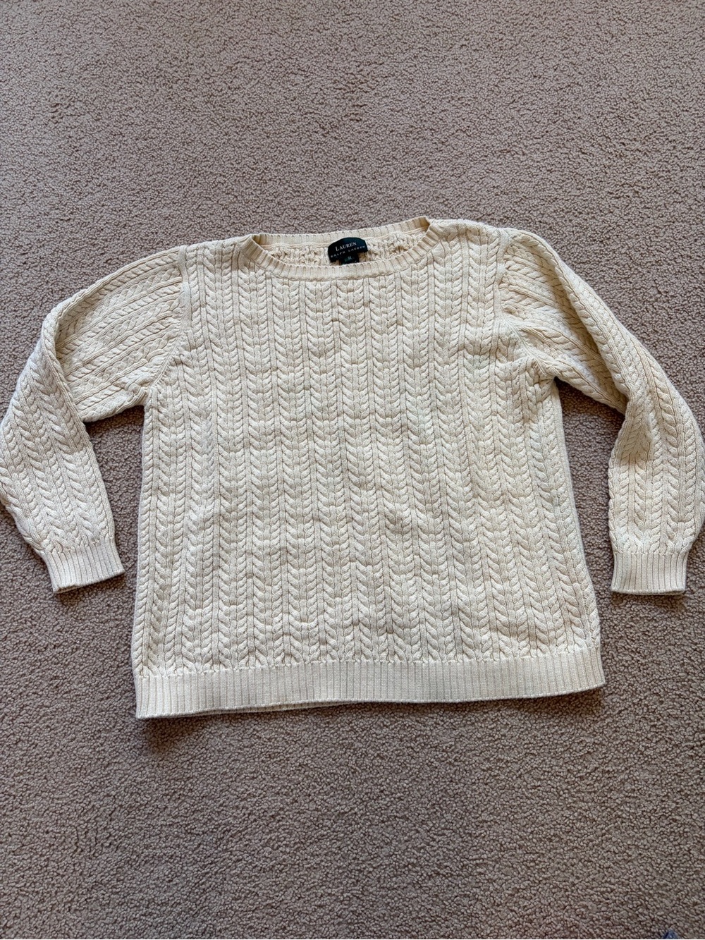 Polo by Ralph Lauren Cream Cable Knit Crewneck Sweater